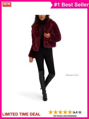 Faux Mongolian Fur Cropped Event Jacket Snap Closure